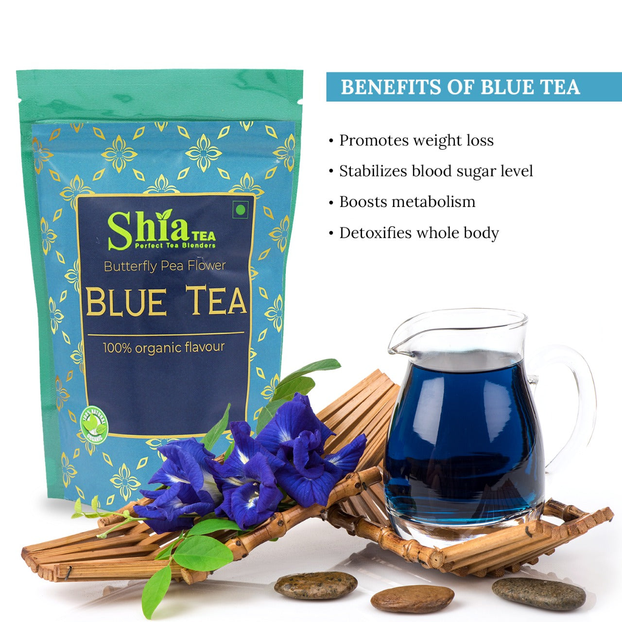 butterfly pea flower tea Pyramid Tea Bags (15 Tea Bags) Container