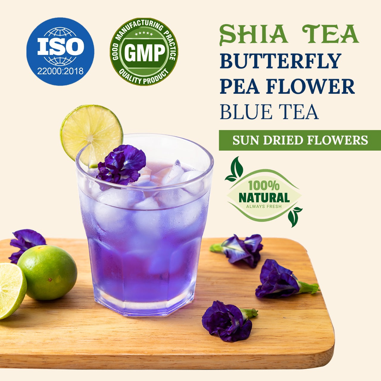 butterfly pea flower tea Pyramid Tea Bags (15 Tea Bags) Container