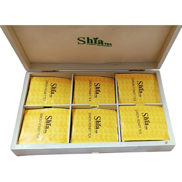 Shia Tea Lemon Honey Green Tea Wooden Gift Box - 36 Tea Bags - Best Gift Box.